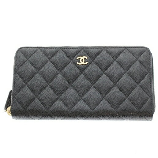 【中古】CHANEL シャネル ラウンドファスナー マットキャビアスキン 長財布 A50097 ココマーク ブラック USED-S かんてい局前橋店 m20-1200194925800001