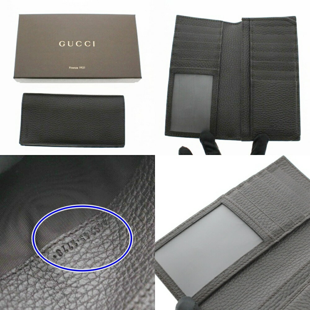 【中古】【GUCCI】グッチ 二つ折り長財布 449245 札入れ 小銭入れ無 レザー メンズ ブラウン USED-A【かんてい局前橋店】m20-1200213925800039