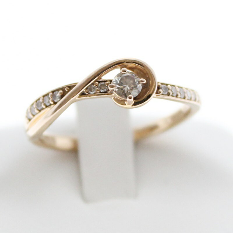 【中古】K18PG　18金　ダイヤリング　D0.21ct　総重量2.3g　約13号　ピンクゴールド　レディース　アクセサリー　指輪　USED-AB【かんてい局前橋店】　m20-1200329925800100
