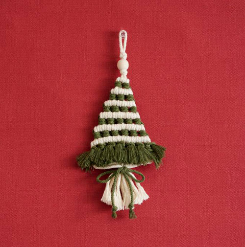 東京交易 キット マクラメで作る ボーダーの小さなクリスマスツリー ～グリーン＆ホワイト～