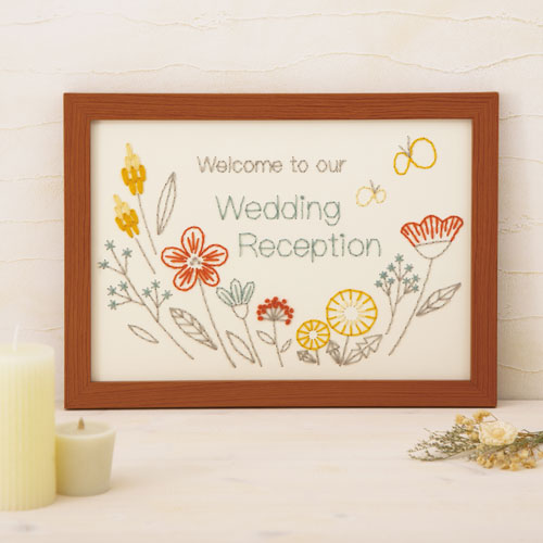 【刺しゅう針・フレーム付】ハマナカ　キット　晴れの日の毛糸紙刺しゅう　ウェルカムボード　花畑