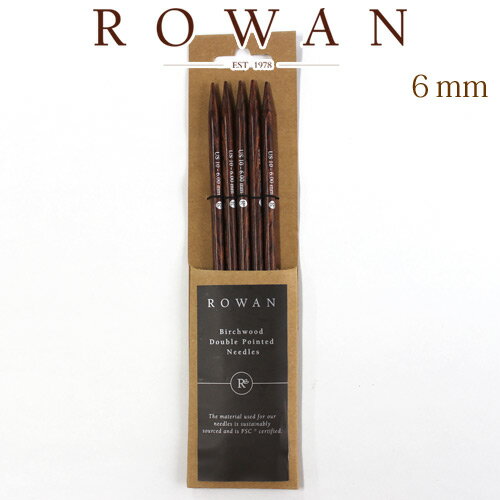 商品特徴内容5本1組、長さ約20cm材質木製ROWAN ローワン　5本針　長さ20cm　6mm　Birchwood　Double Pointed NeedlesROWAN (ローワン)は1978年にイギリス、ヨークシャー州で創業したプレミアム手編み糸ブランドです。 ローワンという名前は英国の繊維産業の伝統と深く結びついているヨークシャーのホルム川のほとりに立ち並ぶ美しい低木、ナナカマドからインスピレーションを得たもので40年以上ブランドロゴの一部として継承されています。 他のサイズを別ページに掲載しております。 ※針部分のサイズの印字に、多少の擦れがある場合がございます。あらかじめご了承下さい。 ※画像の関係により現物とは色が異なる場合がございます