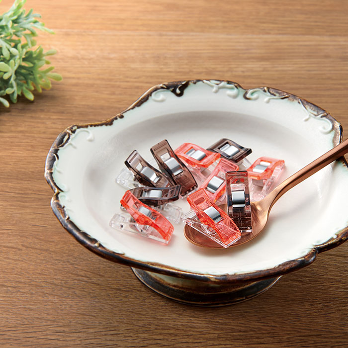 【限定品】クロバー　仮止めクリップ(10個入) ピーチ＆モカ