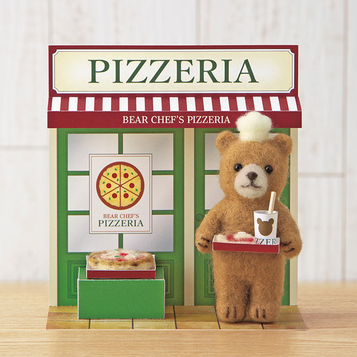 ハマナカ キット アクレーヌとペーパークラフトでつくる かわいいどうぶつのお店屋さん くまシェフのピッツェリア