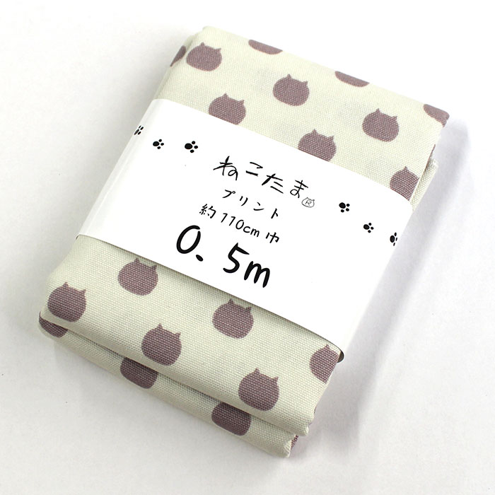 ねこたま　猫柄　カットクロス　オックス生地　NTSC-1N　だいふく　110cm×50cm（カット済み）