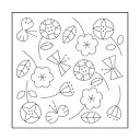 オリムパス 刺し子 北欧モチーフの花ふきん 布パック フラワー 白(糸別売り)