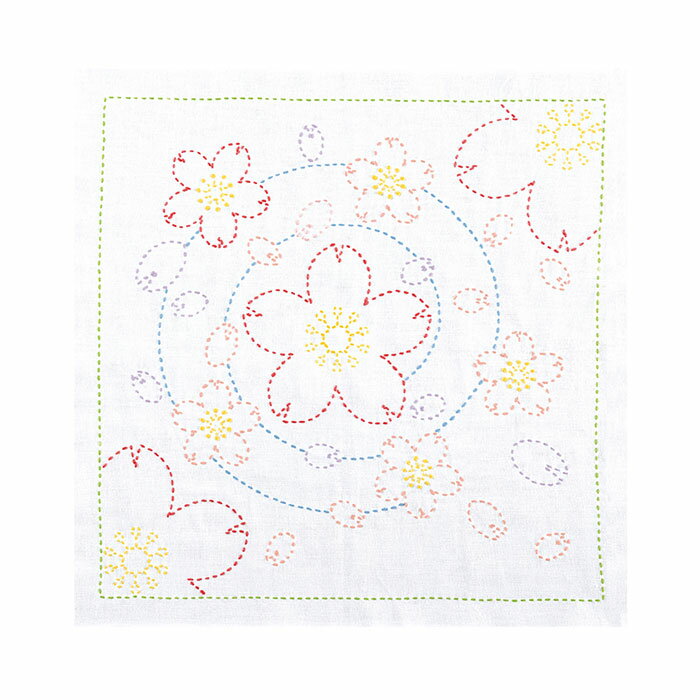 Rakuten - オリムパス　キット　刺し子の花ふきん　水辺の桜（白）