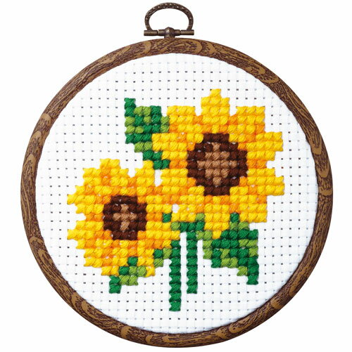 Rakuten - オリムパス　刺繍キット　みんなできちゃうシリーズ　ヒマワリ（フープ付）