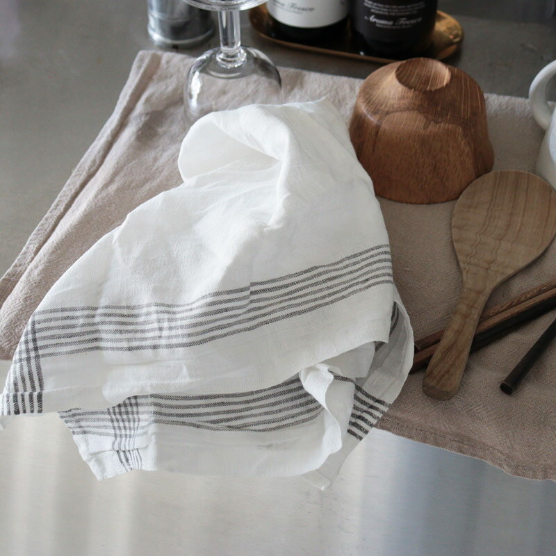 【完売】 クラークト キッチンクロス ベーシック リネン ボーダー