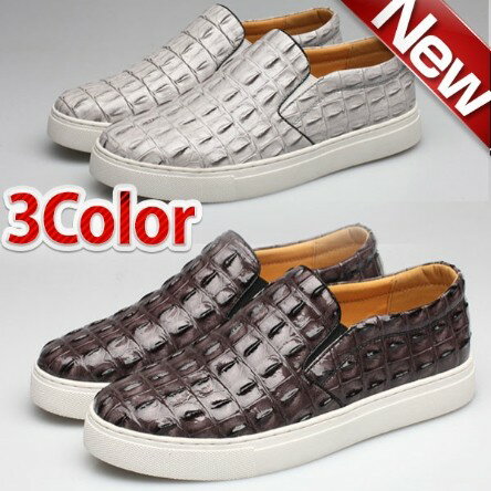 スリッポン メンズ クロコ型押し ワニ柄 シークレットシューズ ワニ柄 スニーカー メンズ シューズ 4cmヒールアップ 靴 訳あり