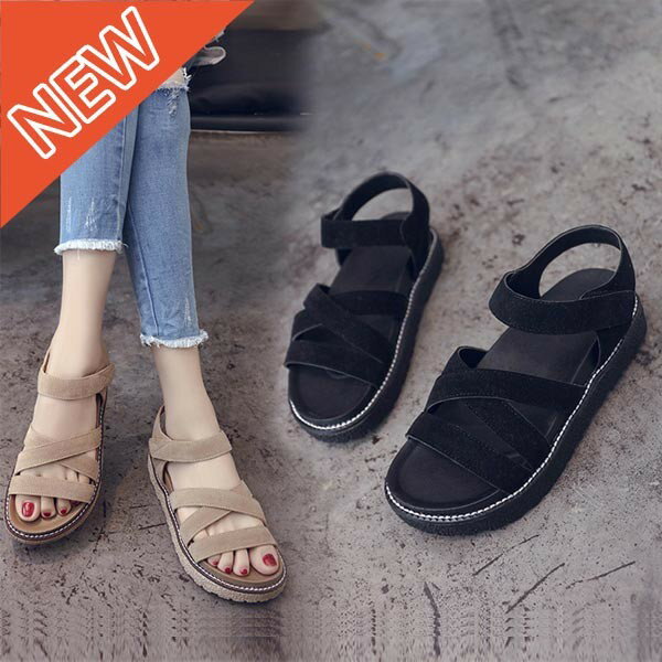 送料無料 レディース サンダル スエード シンプル エレガント ストラップ 疲れない ブラック カーキ