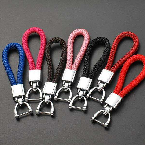 【2個セット】キーホルダー キーリング スマート イントレチャート レザー 本革 編み込み メール便