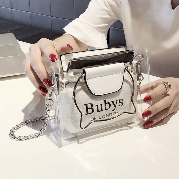ショルダー クリアバッグ レディース トート フェイクレザー 3way ブラック ホワイト イエロー アプリコット