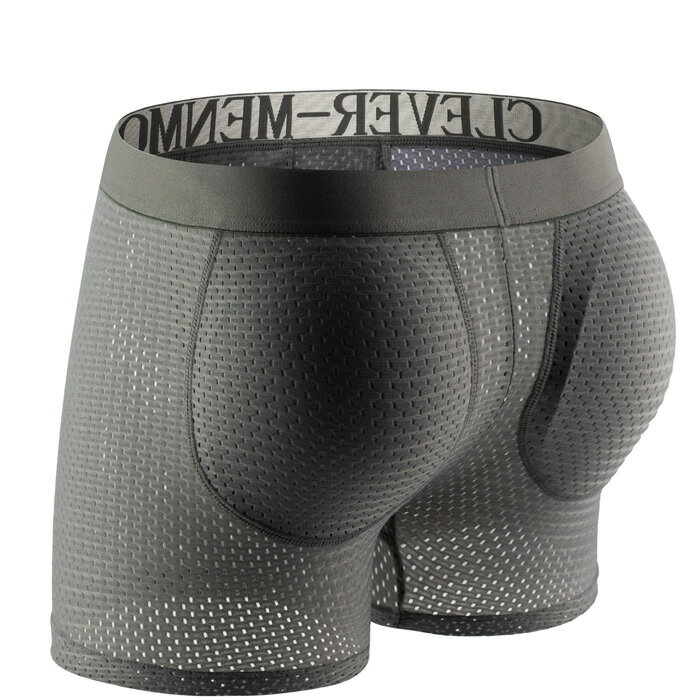 メンズ バットパッド入り パンツ 下着 メッシュ ショート リフター拡大メンズシェイプウェアボクサーブリーフ取り外し可能なポーチサポートバット強化パッド