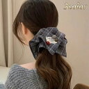 シュシュ スクエア型 変形シュシュ チェック柄 ネル生地 ヘアゴム ヘアアクセサリー ヘアアレンジ プレゼント 送料無料 メール便