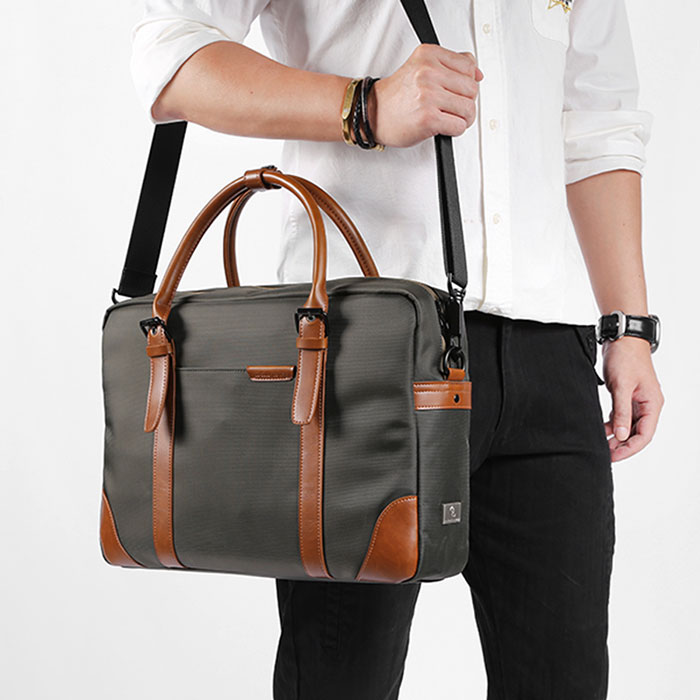 ビジネスバッグ メンズ 2way a4対応 15.6対応 自立 フロンドポケット ナイロン 軽量 グレー ブラック カーキ 就活