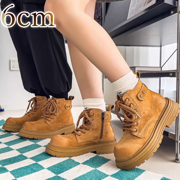 メンズ ブーツ ショートブーツ 本革 サイドジッパー ゴツい ワークブーツ ブラック ブラウン 身長6cmUP 送料無料