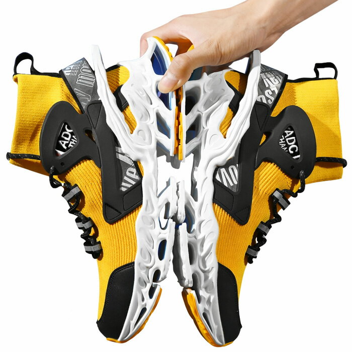 스니커 맨즈 신장 업 6cm 쿠션 인 구두창 메쉬 양말 신발 양말 레이스 업 통기성 스포츠 신발 레드 옐로우 블랙 화이트