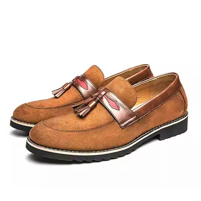 タッセルローファー メンズ レザー Uチップ ブラック ブラウン 人気 おしゃれ スリッポン【4.0cm身長アップ】