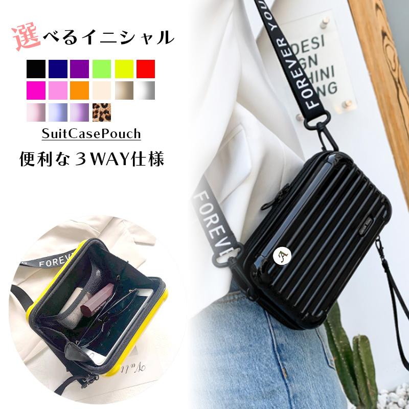 Other - ポーチ 小物入れ 大きめ マルチポーチ スーツケース型ポーチ 化粧ポーチ コンパクト 名入れ イニシャルシール おしゃれ かわいい 大容量