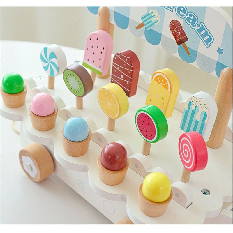 送料無料 おままごと おもちゃ 木製 アイスクリーム ケーキ屋さん ice cream 室内＆室外遊び 知育玩具 学習 バースデー 誕生日 クリスマ 2