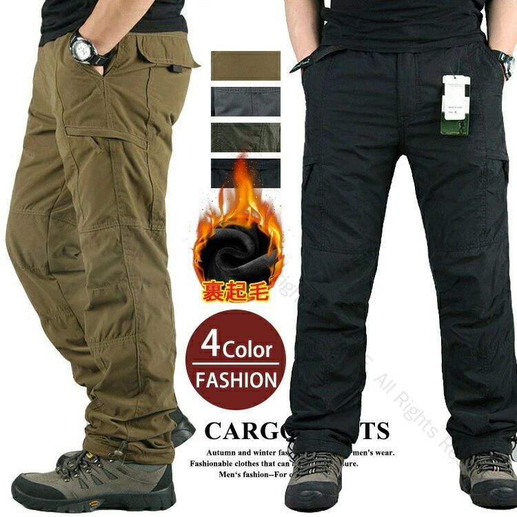 暖パン カーゴパンツ メンズ 裏ボアパンツ 防寒 冬 作業ズボン ミリタリー ワークパンツ 6ポケット 裏起毛 あったか ボトムス イージー