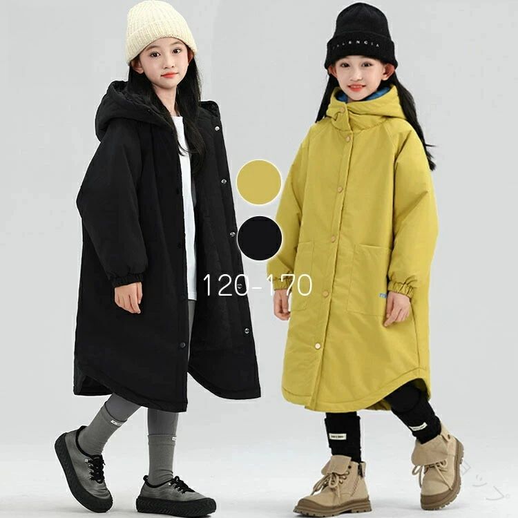男の子 女の子 ロングコート キッズ アウター ジュニア 子供服 中綿ジャケット ベンチコート 子供 中綿入り 冬服 上着 軽量 防寒 保温