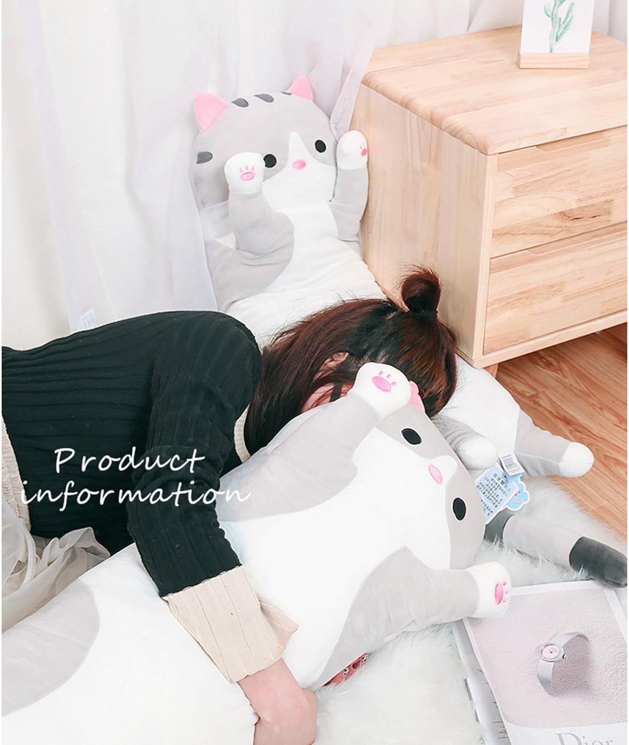 抱きまくら ぬいぐるみ 可愛い もこもこ 添い寝 抱き枕 猫おもちゃ 柔らかい クッション 横向き寝 洗え..