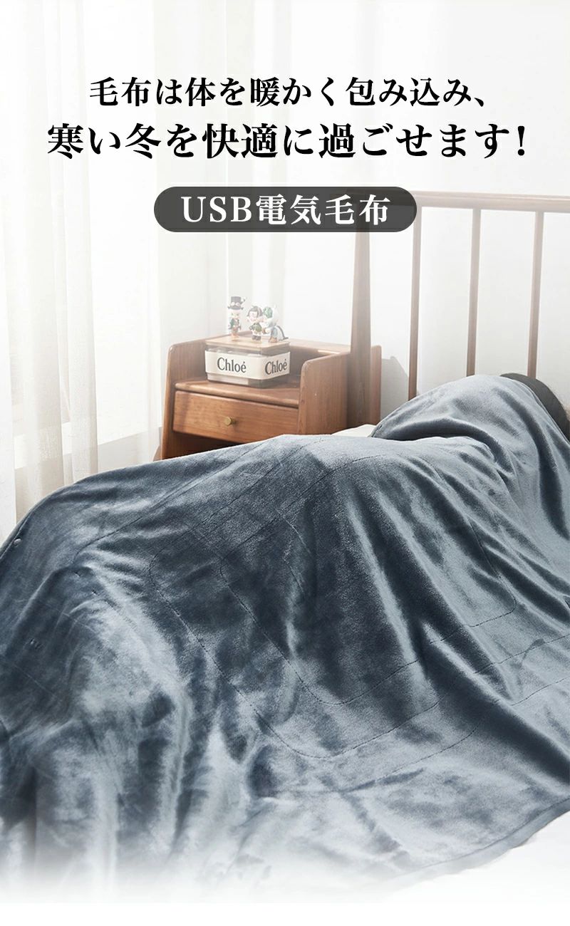 電気毛布 USB電気毛布 usb 掛け敷き毛布 掛け毛布 洗える USB給電 電気ブランケット フランネル 高品質ヒーター ひざ掛け 電熱肩掛け ダ