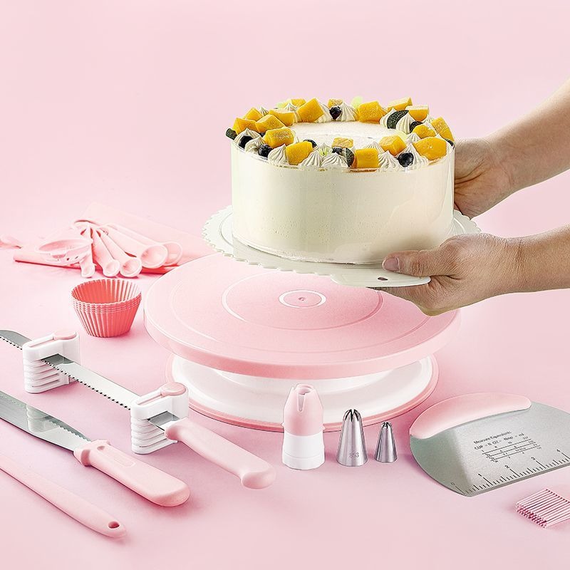 ケーキ 回転台 直径27.5cm ケーキ装飾台 360度回転 絞り口金セット 39個セット 絞り袋 絞り口金 ケーキ作り用 ターンテーブル シリカゲ
