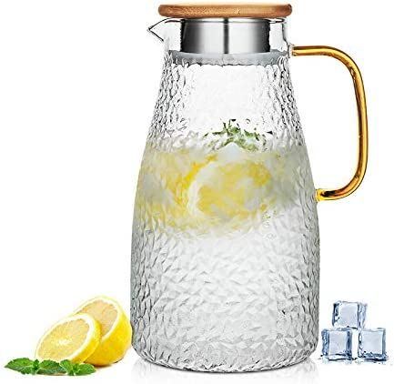 Rakuten - 【楽天スーパーセール】2000MLガラスポット 耐熱直火可 大容量 2000ml ガラスピッチャー リットル 麦茶 アイスティー 花茶 ティーポット冷水筒 冷水ポット 耐