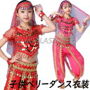 女の子ダンスウェア 子供ベリーダンス衣装 子供コスチューム衣装 キッズゴージャスセット 花柄パンツセット コイン付き ベリーダンス レッスン着 練習着 アラビア...