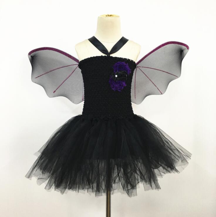 ハロウィン衣装 子供コスチューム キッズチュチュワンピース チュチュスカート コウモリコスチューム なりきり ハロウィン衣装 女の子 コスプレ衣装 ホラー 変装 仮装 ハロウィンパーティー イベント 舞台劇 舞台衣装 学園祭 お化け屋敷 ワンピース+翼+髪飾り