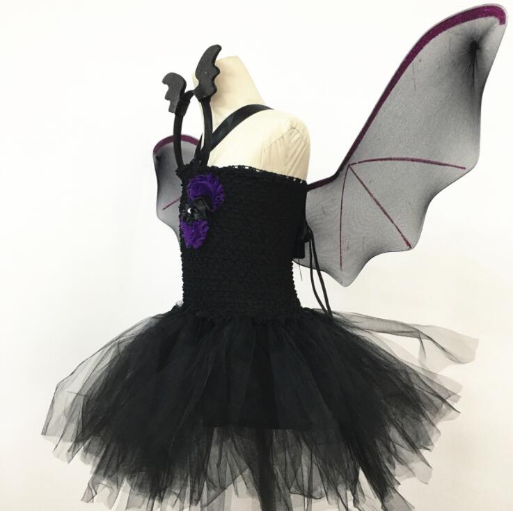 ハロウィン衣装 子供コスチューム キッズチュチュワンピース チュチュスカート コウモリコスチューム なりきり ハロウィン衣装 女の子 コスプレ衣装 ホラー 変装 仮装 ハロウィンパーティー イベント 舞台劇 舞台衣装 学園祭 お化け屋敷 ワンピース+翼+髪飾り