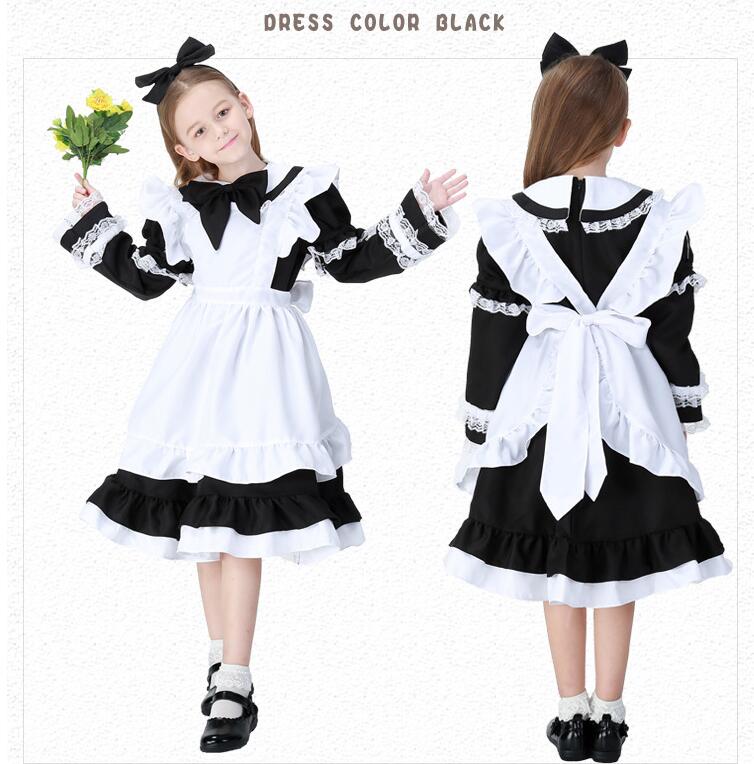 子供可愛いメイド服 子どもワンピース 女の子コスチューム キッズ半袖ワンピ 長袖 メイドコスプレ ファンタジー風 プリンセスワンピース 可愛いコスチューム コスプレ衣装 ハロウィン衣装 パーティー 学園祭 かわいい 萌え イベント ブラック ピンク ブルー