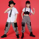 子供服 ジャズダンス衣装 子供ダンス衣装 ヒップホップ風 HIPHOP ストリートダンス キッズ ダンス衣装セット チェック柄 半袖Tシャツ ロンパン ストラップ レッスン着 男の子 女の子 練習着 舞台衣装 ステージ衣装 ダンスバトル 演出服 K-POP 韓国風 かっこいい 単品選べる