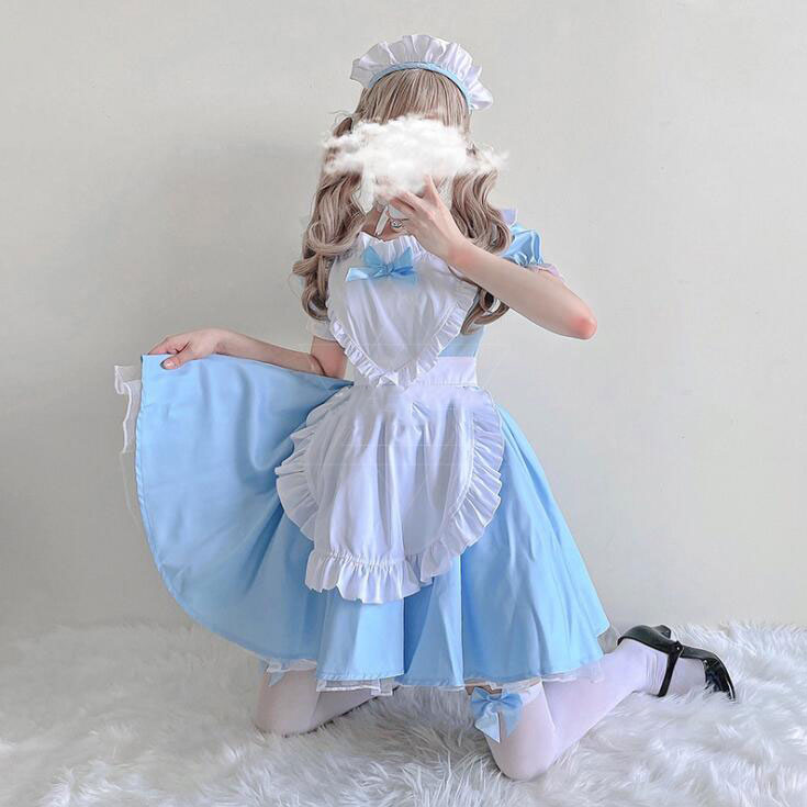 萌えメイド服 ショート丈 メイドコスプレ レディース半袖ワンピース 大人コスチューム ハロウィン衣装 メイド服 メイド喫茶 ハートエプロン ウェイトレスコスプレ 可愛い 二次元美少女ウェア 舞台衣装 変装 仮装 女装 イベント 余興 学園祭 キャラクター S M L 2