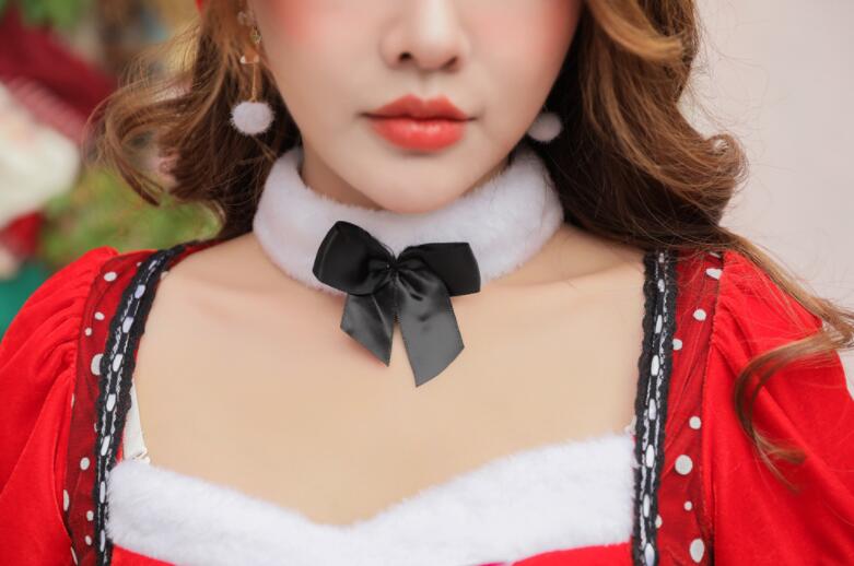 レディースサンタクロース大人コスチュームクリスマス衣装サンタさんコスプレ半袖ワンピースミドル丈クリスマスパーティー舞台衣装舞台劇変装仮装女装学園祭余興新年会忘年会クラブもこもこワンピース+帽子+手袋+ベスト