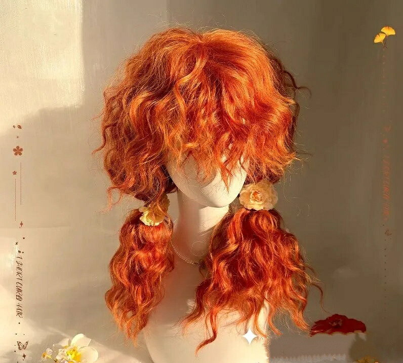 オレンジ系 巻き髪 wig パーマ カツラ カラーウィッグ フルウィッグ つけ毛 全頭かつら 小顔効果 コスプレグッツ ハロウィン コスプレ用カツラ キャラクター イベント ハロウィンパーティー 写真撮影 仮装 女装 変装 舞台パフォーマンス ハロウィン 魔女風 欧米風 可愛い koalastore-10002541 June Stage楽天市場店 サンプル画像3