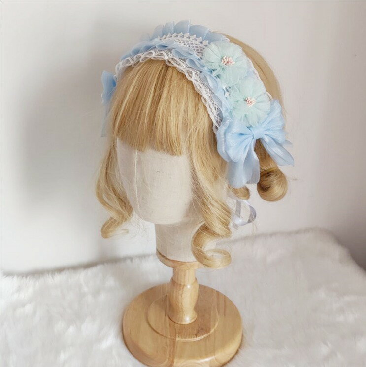 子供用髪飾り キッズヘッドドレス ロリータヘアバンド 髪留め 女の子 レース髪飾り 造花 リボン ロリータファッション パーティー ゴスロリ 森系 コスプレ衣装 文化祭 学園祭 ハロウィンパーティー イベント 4色