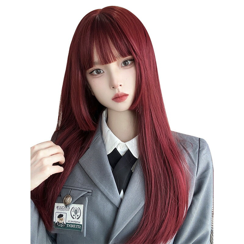 赤髪 ロングヘアカツラ プリンセスカット ナチュラルロリータ風 ストレートカラーウィッグ フルウィッグ つけ毛 かつら ストレート髪 wig 小顔効果 ハロウィン コスプレ用カツラ キャラクター イベント パーティー 写真撮影 仮装 女装 変装 舞台パフォーマンス 原宿系