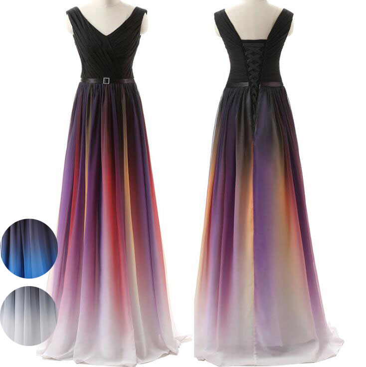 楽天KOALASTORE楽天市場店ロングドレス パーティードレス フォーマルドレス Aライン ノースリーブ Vネック グラデーション マキシ丈 優雅 エレガント 宴会 演奏会 音楽会 合唱団 披露宴 写真撮影 舞台衣装 余興 忘年会