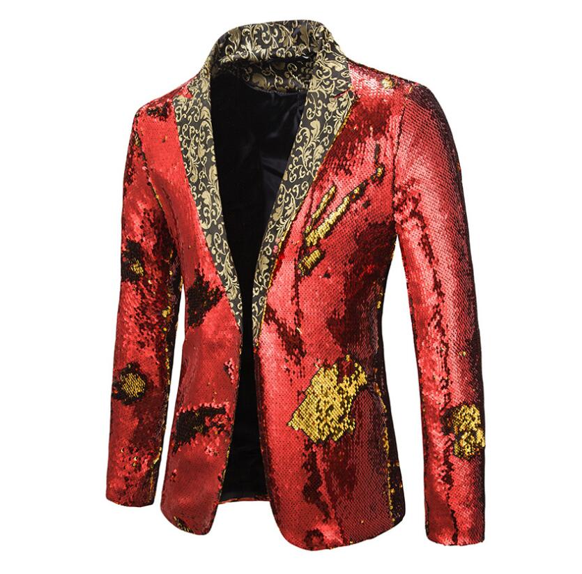 スパンコールジャケット ダブルカラー 舞台衣装 舞台スーツ メンズ礼服 タキシードジャケット テーラード 花柄 ボタン無し 裏地あり キラキラ目立つ ステージ衣装 舞台衣裳 コント 舞台劇 漫才 余興 司会者 忘年会 新年会 演出服 パーティー 5色