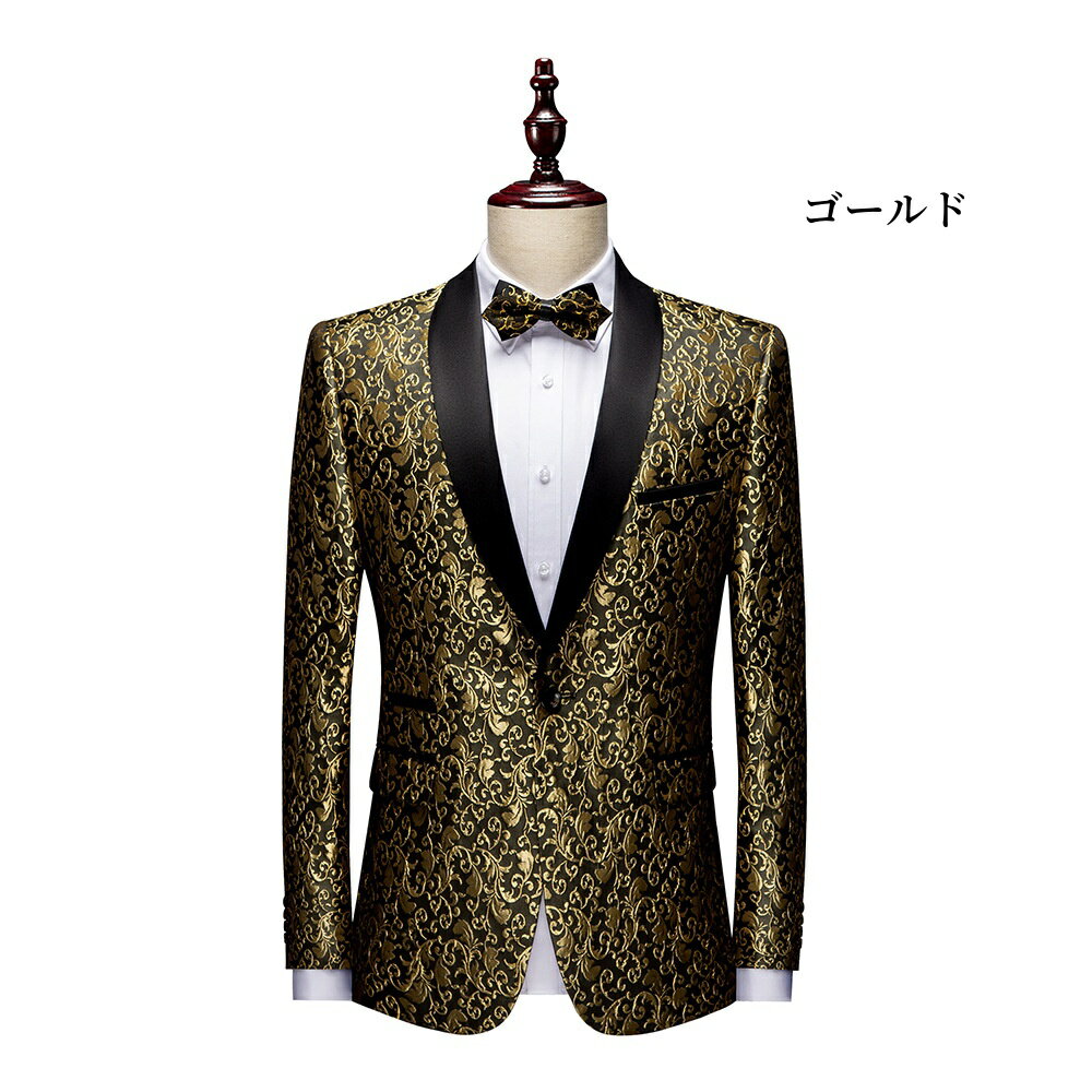 ジャカードジャケット 舞台スーツジャケット ネクタイ付き 舞台衣装 メンズ礼服 タ...