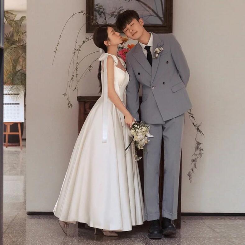 花嫁ドレス ホワイトドレス ウェディングドレス ロングドレス フレアドレス リボン Aライン 二次会ドレス フォーマルドレス シンプル パーティードレス 細見え エレガント ブライダル 演奏会 音楽会 海外挙式 二次会 披露宴 後撮り 前撮り お呼ばれ 結婚式