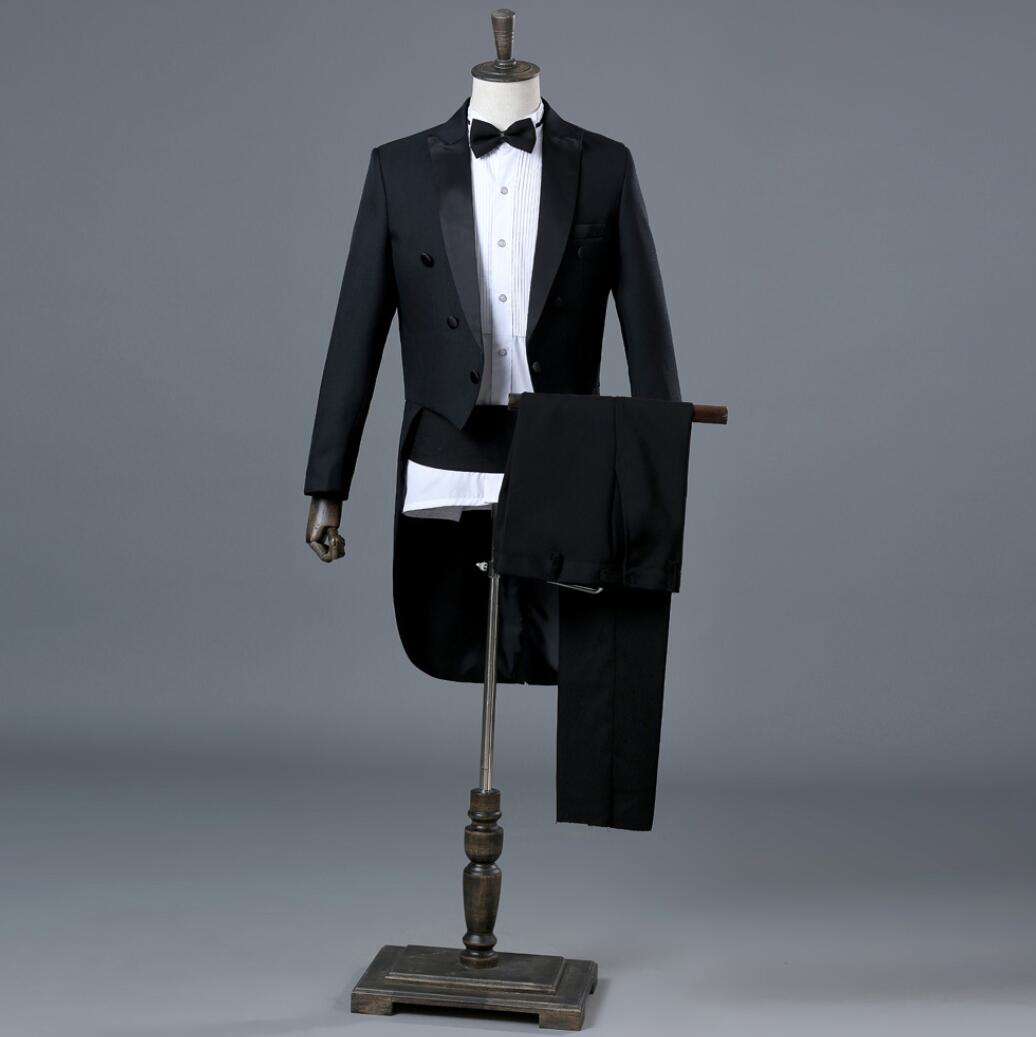 メンズスーツセット 燕尾服 舞台衣装 メンズ礼服 ジャケット+パンツ+蝶ネクタイ+ウエストのカマーバンド 結婚式 ステージ衣装 コント 舞台劇 余興 司会者 マジシャン 忘年会 新年会 オペラ 音楽会 フォーマル パーティー イベント 指揮者 オーケストラ衣装 カラオケ衣装