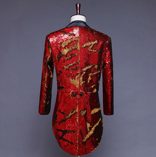 キラキラ舞台スーツジャケット スパンコールジャケット メンズ 燕尾服 テーラードジャケット ステージ衣装 舞台衣装 目立つ コント 合唱 舞台劇 漫才 余興 司会者 忘年会 新年会 団体服 パーティー クラブ ホスト 指揮者 6色