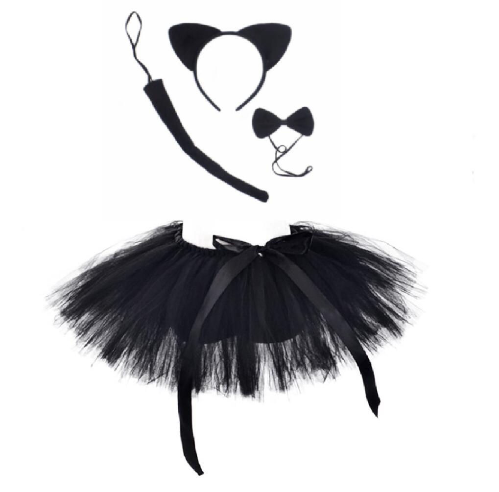 女の子チュチュスカート 子供チュールスカート 黒猫 変装 仮装 なりきり ステージ衣装 舞台衣装 幼児ショートスカー…