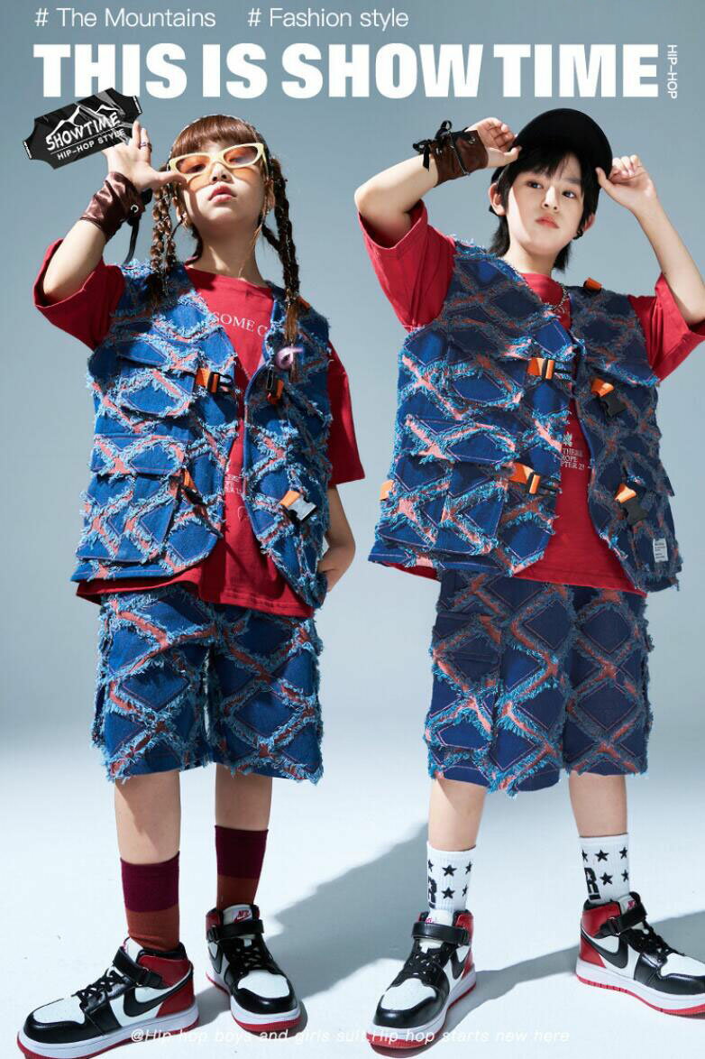 子供ダンス衣装 jazz hiphop キッズジャズ ヒップホップ ベスト Tシャツ 短パンツ 男の子 女の子 子供服 2点セット・3点セット ダンスセットアップ K-POP ストリート レッスンダンスウェア イベント 発表会 応援団 ステージ舞台衣装 演出服 練習着 チーム衣装 団体服