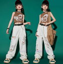 キッズダンス衣装 女の子ダンスセット 上下セットアップ 2点セット タンクトップ パンツ ジーンズ 子供服 キッズジャズ 子供ヒップホップ ストリート レッスンダンスウェア イベント 発表会 応援団 jazz hiphop ステージ舞台演出服 練習着 チーム衣装 団体服 チーム衣装